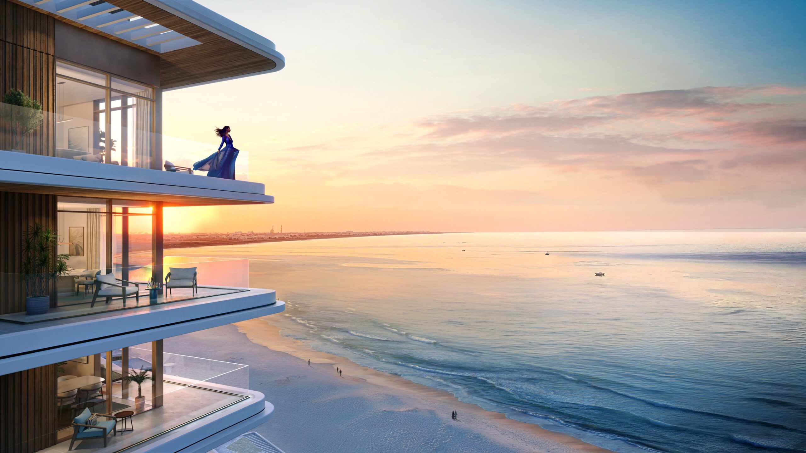Golden-hour waterfront living at Al Mouj facing the Gulf of Oman