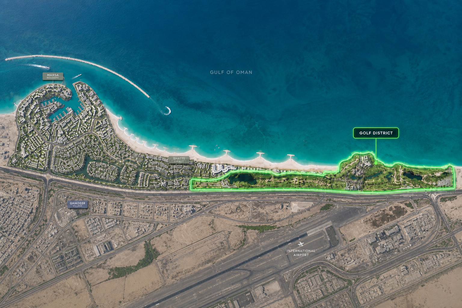 Al Mouj Muscat with Golf District highlighted